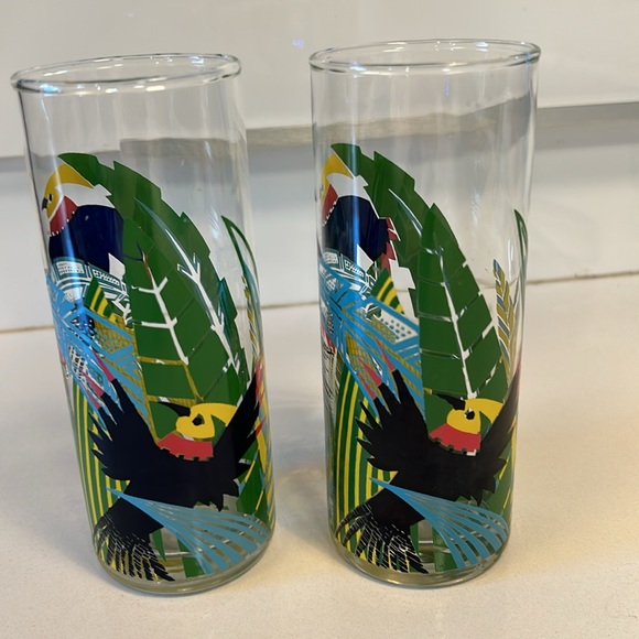 Vintage Panache toucan highball glasses (set of 2) - Picture 2 of 7